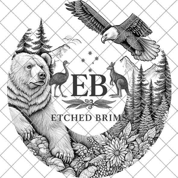 Bear 7, Eagle & Trees, Laser Hat Burning Design, Digital Download PNG, Hat Burning Template, Hat Laser Engraving Design, Hat File EB355
