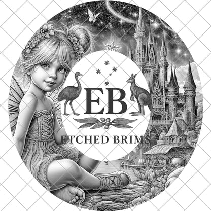 Fairy Castle Hat Burning Design, Digital Download PNG, Laser Engraving Template, Wide Brim, EB920A