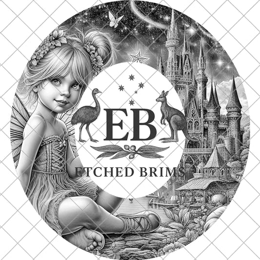 Fairy Castle Hat Burning Design, Digital Download PNG, Laser Engraving Template, Wide Brim, EB920A