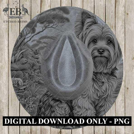 Yorkshire Terrior Dog Hat Engraving Template, PNG for Laser Hat Burning, PDF for Hand Burning Design, Digital Download – EB580