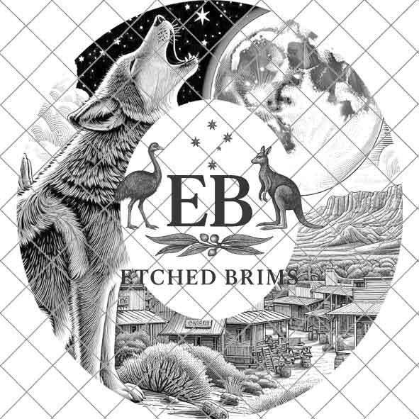 Desert Wolf 5 Hat Engraving Template, Howling Wolf Western Desert Scene, Laser Hat Design, Wide Brim Hat, Cowboy Style, Laser File EB178