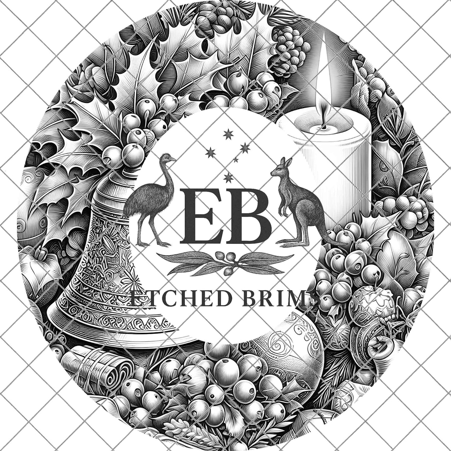 Christmas Holly & Berries, Hat Burning Design, Festive Digital Download PNG, Hat Burning Template, Wide Brim Hat Design, Hat Stencil, EB670