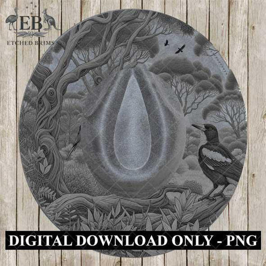 Hat Burning Design, Australian Magpie Bird 3, Australian Native Flowers, Hat Burning Template, Hat Burning Stencil, PDF & PNG File, EB435