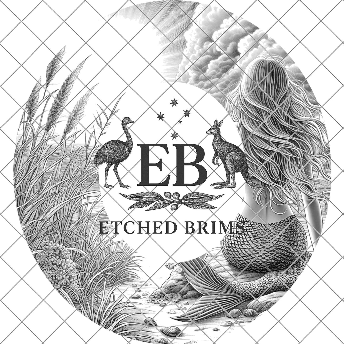 Mermaid on the Beach 11, Hat Burning Design, Digital Download PNG, Hat Burning Template, Laser Engraving Design, Wide Brim Hat File, EB658