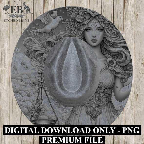 Libra Zodiac Hat Design PNG, Laser Engraving File, Western Boho Digital Download, Hat Engraving Design, Western Hat File, EB308