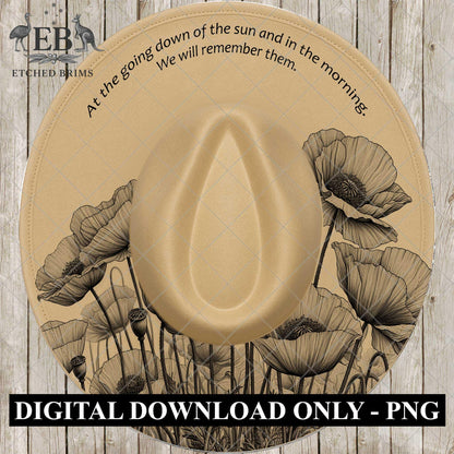 Australian Flag, Poppies, Quote, Hat Burning Design, Laser Engraving Template, Printable Stencil, EB986