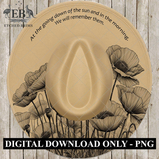 Australian Flag, Poppies, Quote, Hat Burning Design, Laser Engraving Template, Printable Stencil, EB986