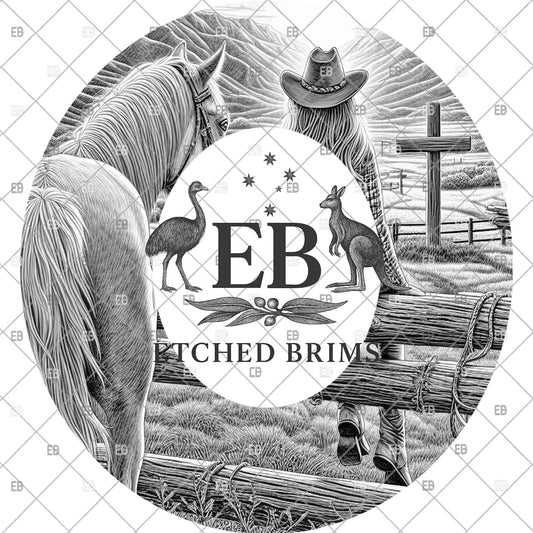 Cowgirl Horse & Cross, Hat Burning Design, Christian Design, Digital Download PNG, Hat Burning Template, Hat Laser Engraving Design, EB1226
