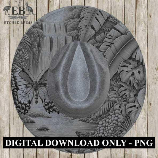 Waterfall 3 Laser Hat Burning Design, Digital Download PNG, Hat Burning Template, Hat Laser Engraving Design Wide Brim Hat Laser File EB111