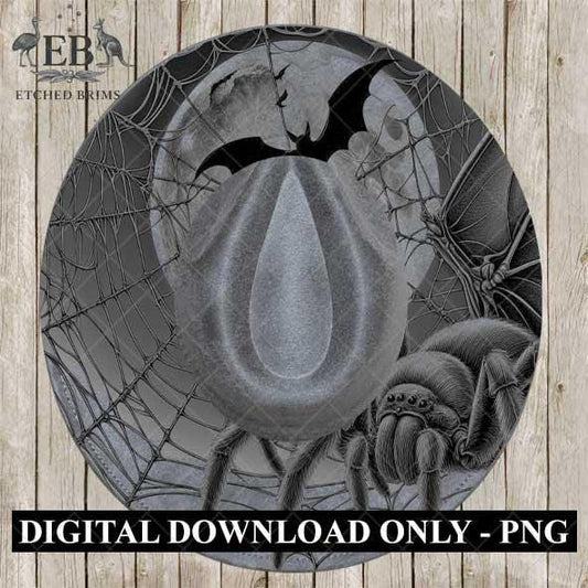 Halloween Hat Template, Spider Web Hat Burning Design, Spooky Season, PNG, Hat Burning Stencil, Hat Burning Design, Engraving Pattern, EB461