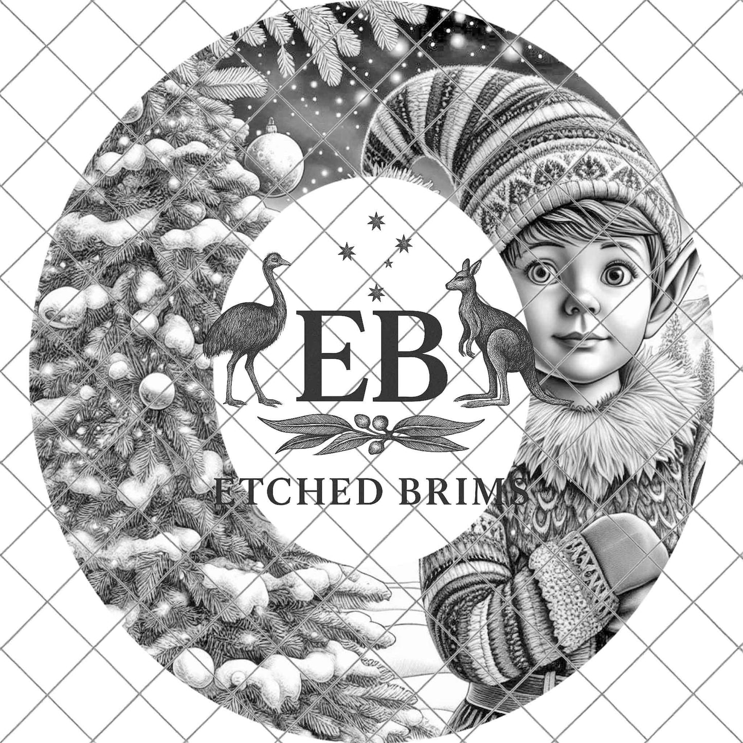 Christmas Elf Boy, Hat Burning Design, Festive Digital Download, Hat Burning Template, Wide Brim Hat Design, Hat Stencil, EB747