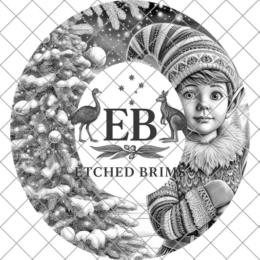 Christmas Elf Boy, Hat Burning Design, Festive Digital Download, Hat Burning Template, Wide Brim Hat Design, Hat Stencil, EB747