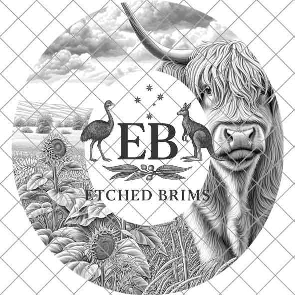 Highland Cow 4, Laser Hat Burning Design, Digital Download PNG, Hat Burning Template, Hat Laser Engraving Design, Wide Brim Hat File, EB235