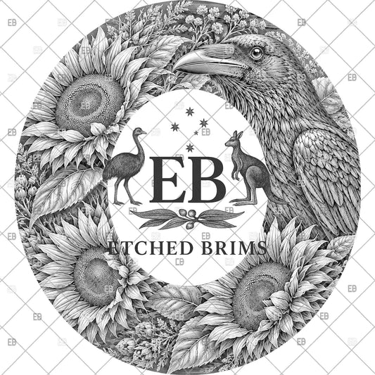 Sunflower and Raven Hat Burning Template, Laser Engraving Design for Wide Brim Fedora Hats, EB1276