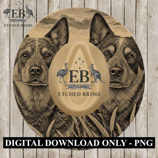 Blue Heeler Dogs, Hat Engraving Design for Laser Burning, Farm Dogs PNG, Wide Brim Fedora, EB1181