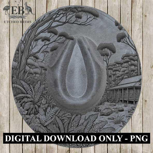 Australian Bush Hut 5 , Laser Hat Burning Design, Digital Download PNG, Hat Burning Template, Hat Laser Engraving Design, Hat File EB114