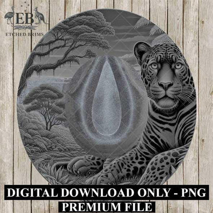 Jungle Panther 5, Hat Burning Design, Digital Download PNG & PDF, Hat Burning Templates, Laser Engraving Design, Hat Burning Stencils, EB491
