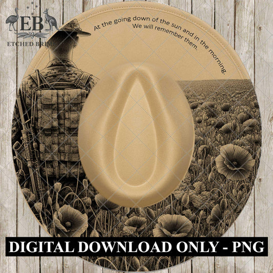Australian Flag, Poppies, Quote, Hat Burning Design, Laser Engraving Template, Printable Stencil, EB985