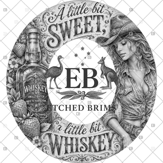 Whiskey Cowgirl, Hat Burning Template, Wide Brim Laser Hat Engraving Design, Printable Stencil, EB1371