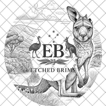 Kangaroo Laser Hat Burning Design, Digital Download PNG, Hat Burning Template, Hat Laser Engraving Design, Wide Brim Hat Laser File, EB27