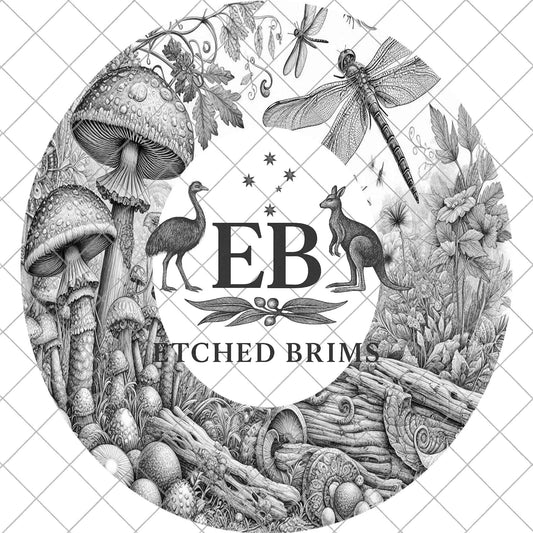 Mushrooms & Dragonfly, Laser Hat Burning Design, Digital Download PNG, Hat Burning Template, Hat Laser Engraving Design, Hat File EB877