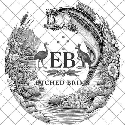 Hat Burning Design, Bass Fish 6, Fishing Digital File, PNG, Hat Burning Template, Cowboy Hat, Laser Engraving, Wide Brim Hat Design EB399