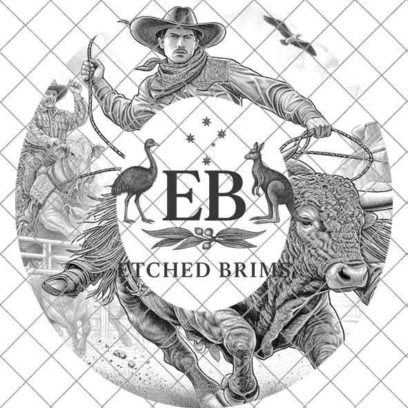 Bull Rider 5 Rodeo, Laser Hat Burning Design, Digital Download PNG Hat Burning Template, Hat Laser Engraving Design Wide Brim Hat File EB123