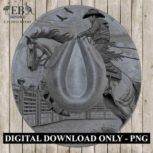 Bronco Rider 1 Rodeo, Laser Hat Burning Design, Digital Download PNG Hat Burning Template, Hat Laser Engraving Design , Horse Hat File EB128