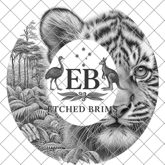 Tiger Cub, Hat Burning Design, Hat Engraving Template, Wide Brim Hat Pattern, Templates Hat Burning PNG, Laser Engraving Stencil, EB784