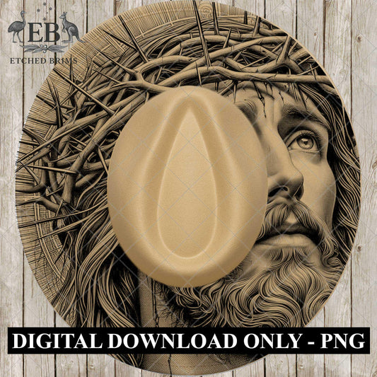 Jesus Crown of Thorns, Hat Burning Design, Christian Wide Brim Hat Design, Laser Engraving Brim Template PNG, EB689
