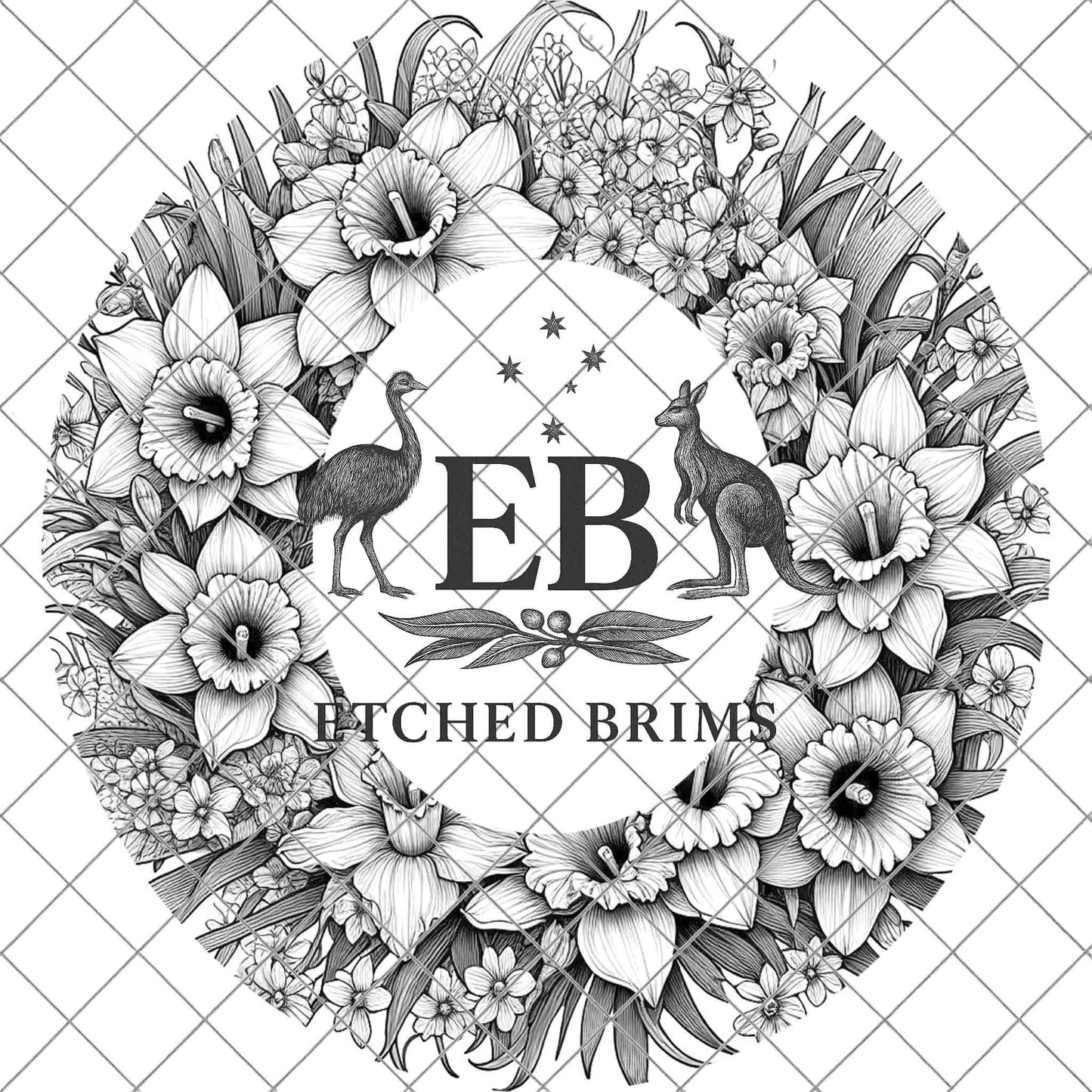 Daffodil Flowers 1, Hat Burning Design, Digital Download PDF & PDF Hand Burning, Wide Brim Hat, Printable Hat Stencil, EB617