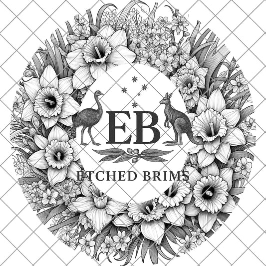 Daffodil Flowers 1, Hat Burning Design, Digital Download PDF & PDF Hand Burning, Wide Brim Hat, Printable Hat Stencil, EB617
