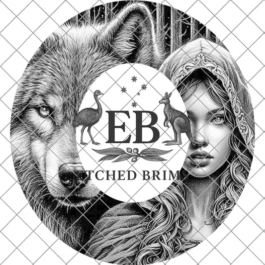 Girl & Wolf Hat Engraving Template, Wide Brim Hat Burning Design, Laser Hat Burning Design, Printable Stencil, Pyrography Art, EB827