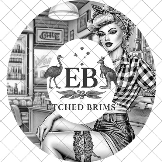 Rockabilly Pin Up Hat Engraving Template, Vintage Lace Stockings Design, EB910
