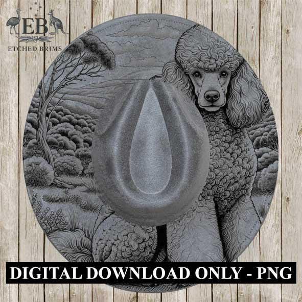 Hat Burning Design, Poodle Dog, Digital File, PNG, PDF, Hat Burning Template, Cowgirl Hat, Laser Engraving, Wide Brim Hat Design, EB392