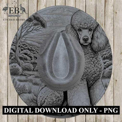 Hat Burning Design, Poodle Dog, Digital File, PNG, PDF, Hat Burning Template, Cowgirl Hat, Laser Engraving, Wide Brim Hat Design, EB392