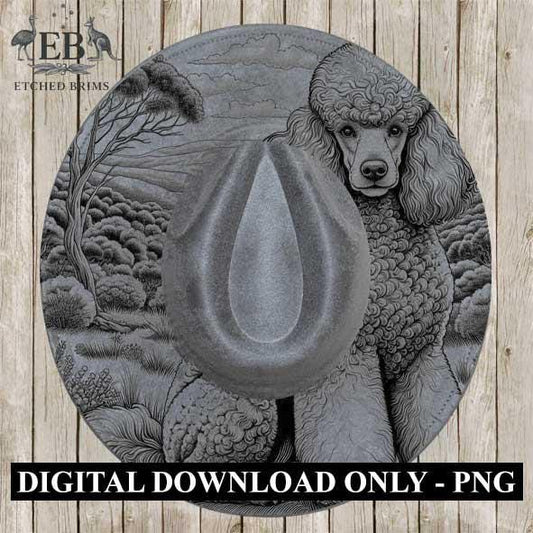 Hat Burning Design, Poodle Dog, Digital File, PNG, PDF, Hat Burning Template, Cowgirl Hat, Laser Engraving, Wide Brim Hat Design, EB392