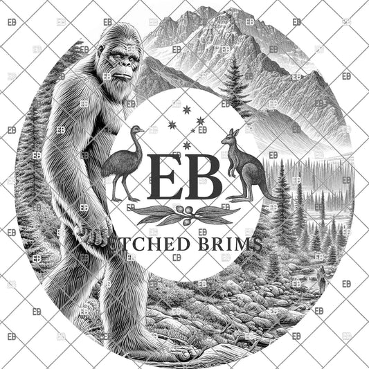 Bigfoot Brim Template PNG | Sasquatch Mountain Hat Engraving Design | Hunting Hat Burning File | Laser Engraving Download, EB1220