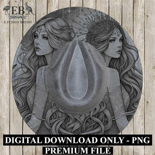 Gemini Zodiac Hat Design PNG, Laser Engraving File, Western Boho Digital Download, Hat Engraving Design, Western Hat File, EB306