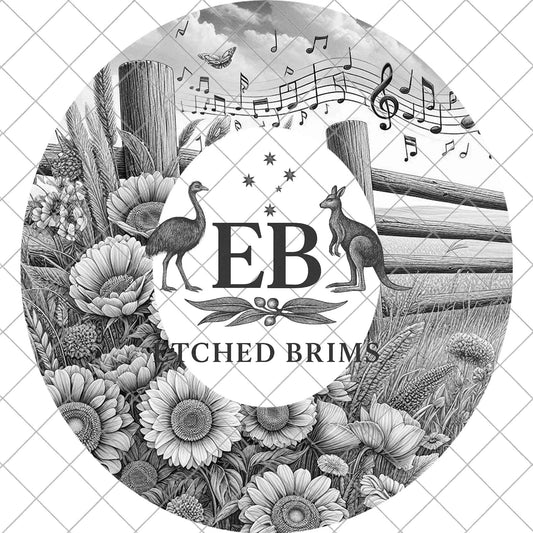 Wildflowers & Country Music, Hat Engraving Design, Laser Pyrography Template, PNG PDF, EB1056