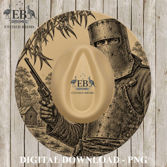 Ned Kelly Australian Bushranger, Hat Burning Design, Laser Engraving Template, Printable Stencil, EB1281