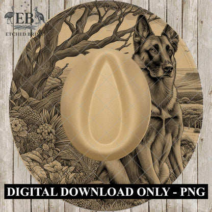 Belgian Malinois Dog Hat Engraving Template, PNG for Laser Hat Burning, PDF for Hand Burning Design, Digital Download, EB948