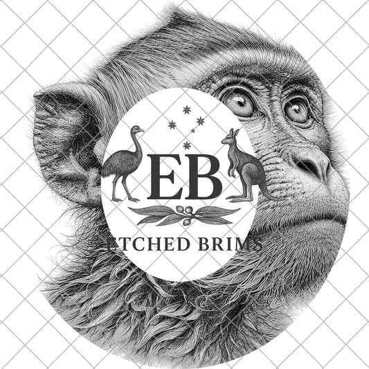 Wild Monkey, Hat Burning Design, Wide Brim Hat Template, Pyrography Hat Design, Laser Hat Burning Design, EB849