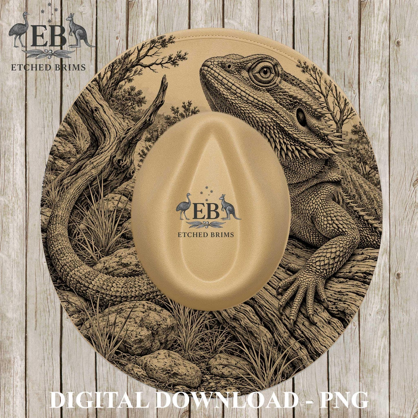 Bearded Dragon Hat Burning Design, Laser Engraving File for Wide Brim Fedora Hat. EB1317