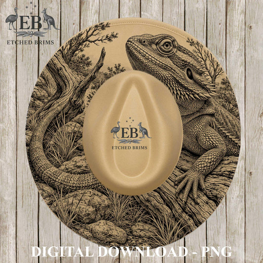 Bearded Dragon Hat Burning Design, Laser Engraving File for Wide Brim Fedora Hat. EB1317