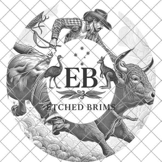 Bull Rider 1 Rodeo, Laser Hat Burning Design, Digital Download PNG Hat Burning Template, Hat Laser Engraving Design Wide Brim Hat File EB122