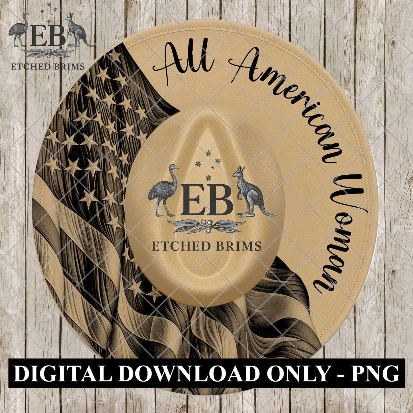 All American Woman, Hat Burning Design, Patriotic Hand Burning Stencil, PDF & PNG, Template, Laser Engraving File, EB1150