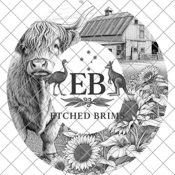 Highland Cow 2, Laser Hat Burning Design, Digital Download PNG, Hat Burning Template, Hat Laser Engraving Design, Wide Brim Hat File, EB233