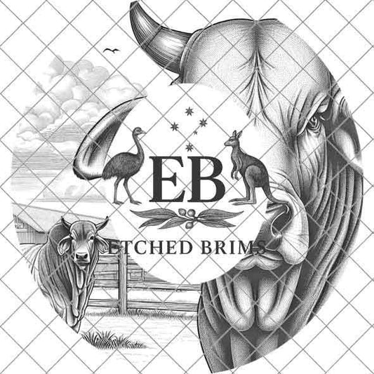 Brahman Bull 3 Laser Hat Burning Design, Digital Download PNG Hat Burning Template Hat Laser Engraving Design Wide Brim Hat Laser File EB145