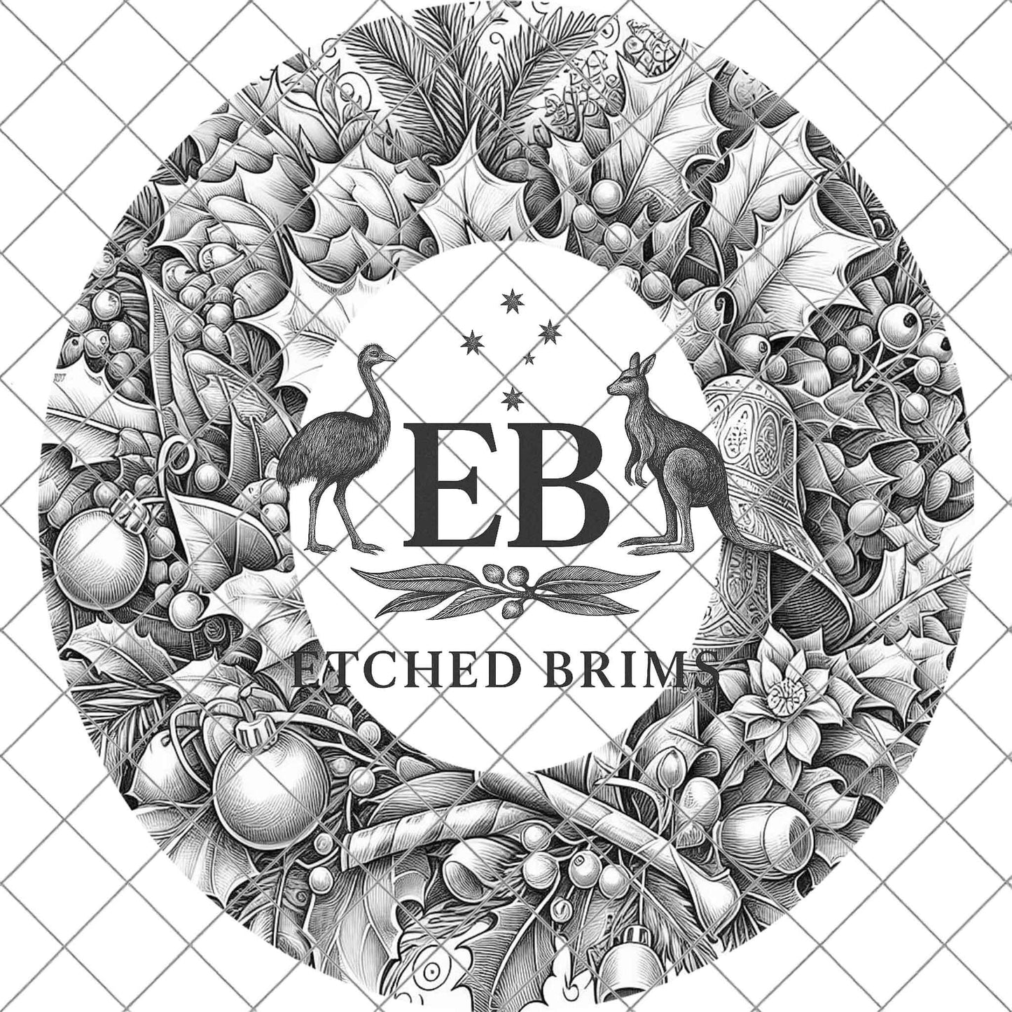 Christmas Holly & Berries, Hat Burning Design, Festive Digital Download PNG, Hat Burning Template, Wide Brim Hat Design, Hat Stencil, EB667